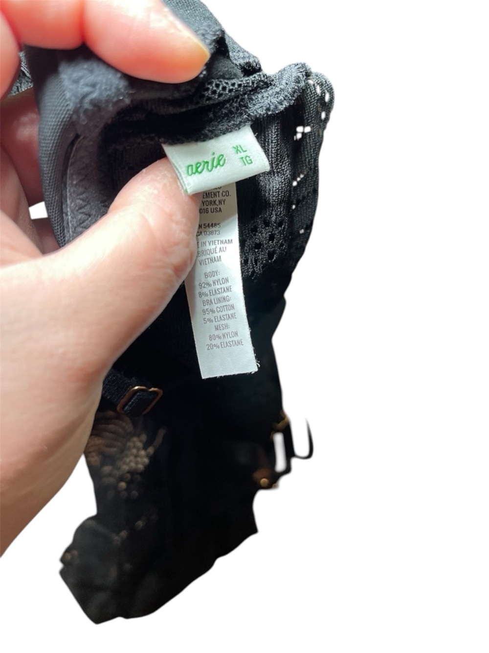 Aerie Bralette Black Padded Lace Racerback Gold Hardware Floral Boho XL - Picture 13 of 13